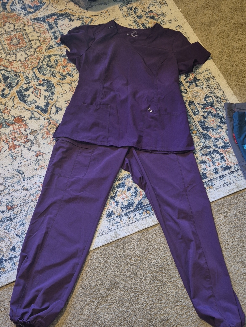Cherokee Deep Purple Scrub Jogger Set